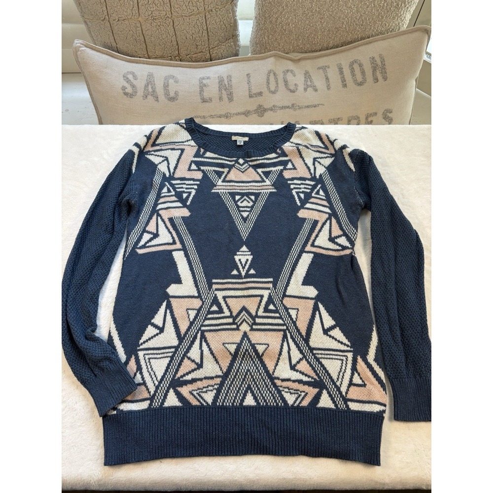 Ecote Urban Outfitters Blue‎ Geometric Print Sweater Women's Small Long Sleeve